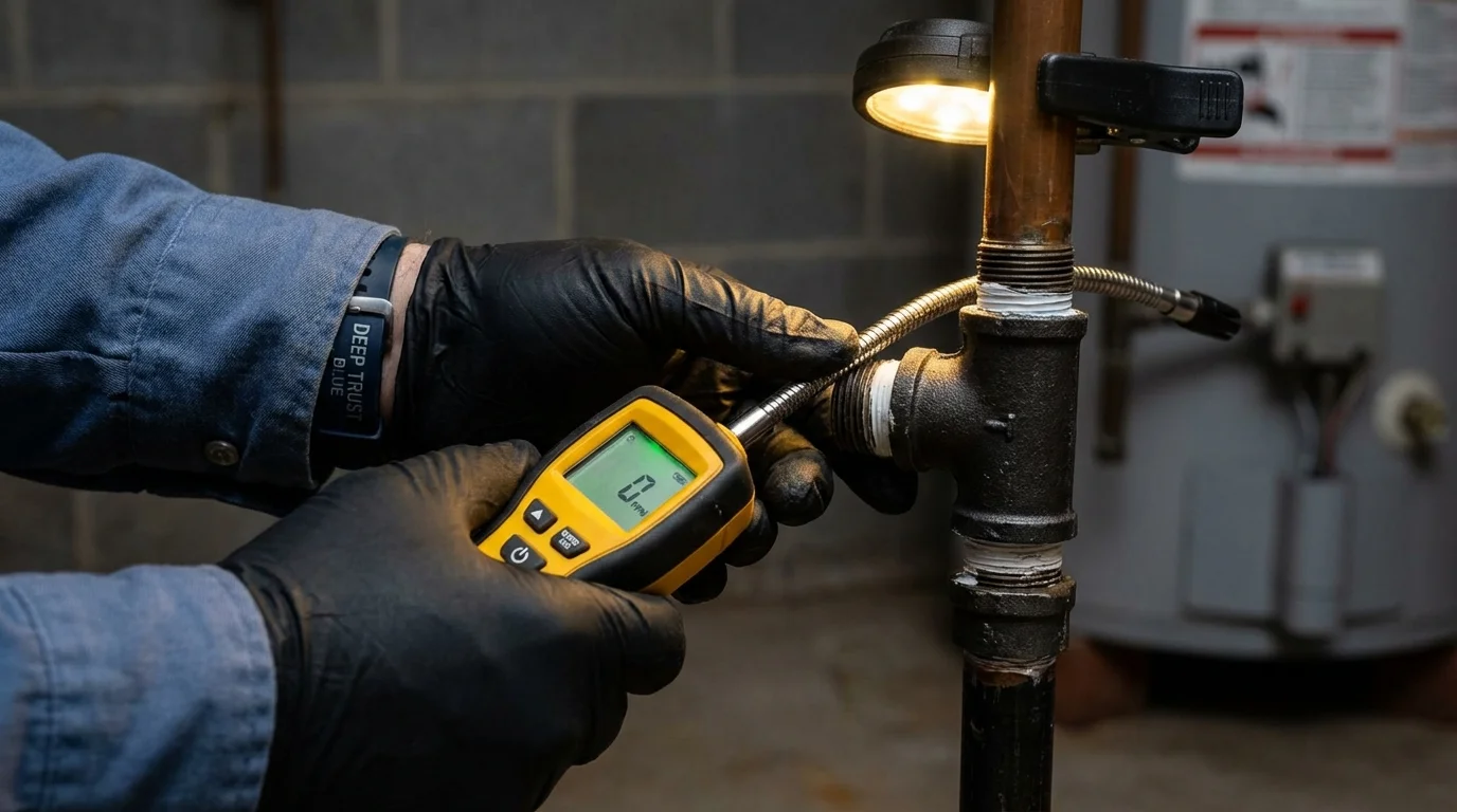 Gas leak detection with electronic sniffer by Johns Plumbing LLC in Interlachen