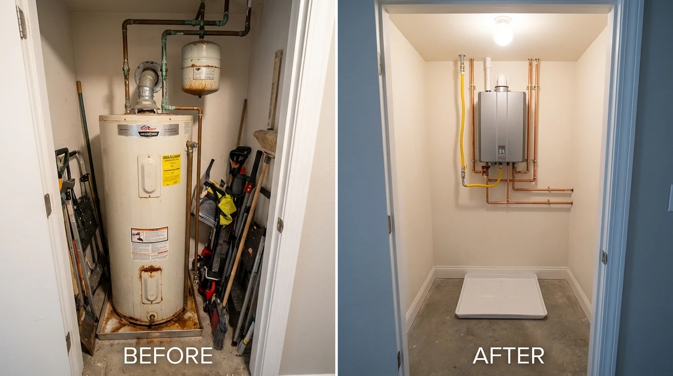 Tank water heater versus wall-mounted tankless unit comparison for Interlachen, FL homeowners